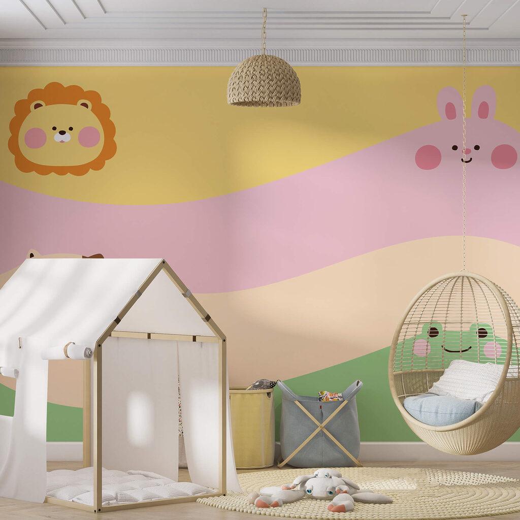 Skupina zvířat se lvem a lvíčkem