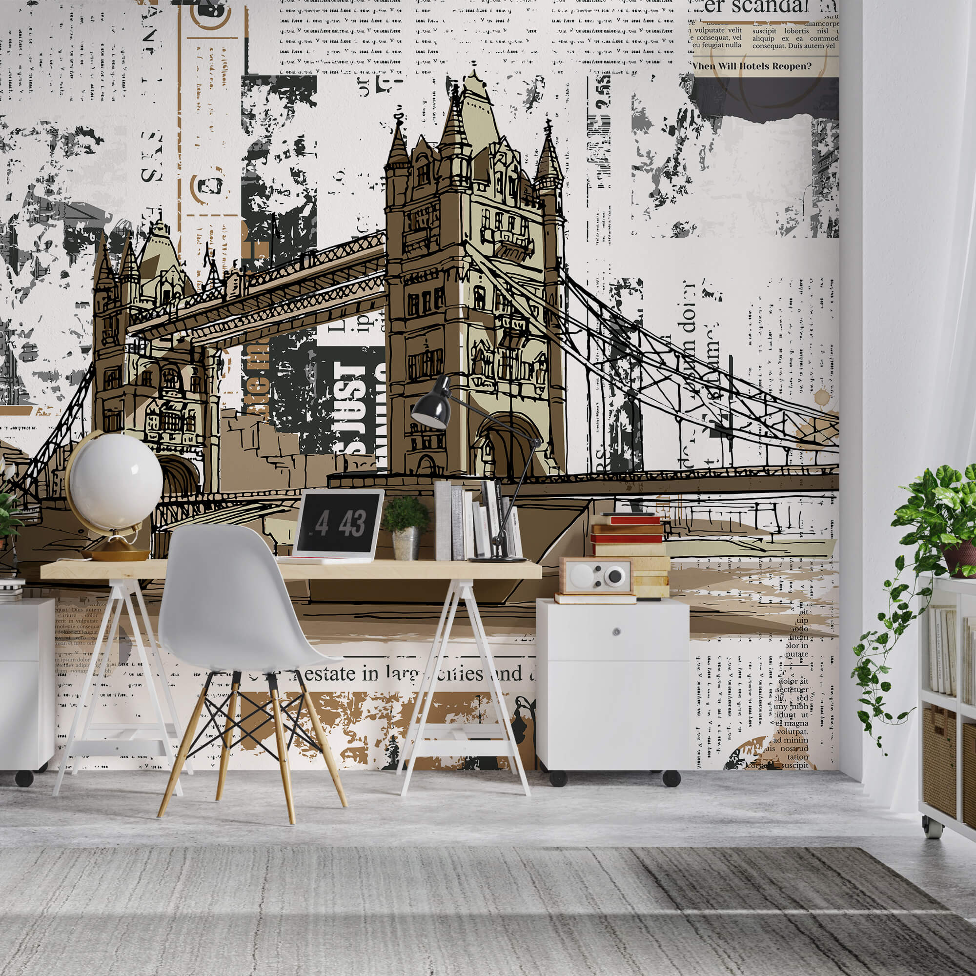 Kresba mostu přes řeku