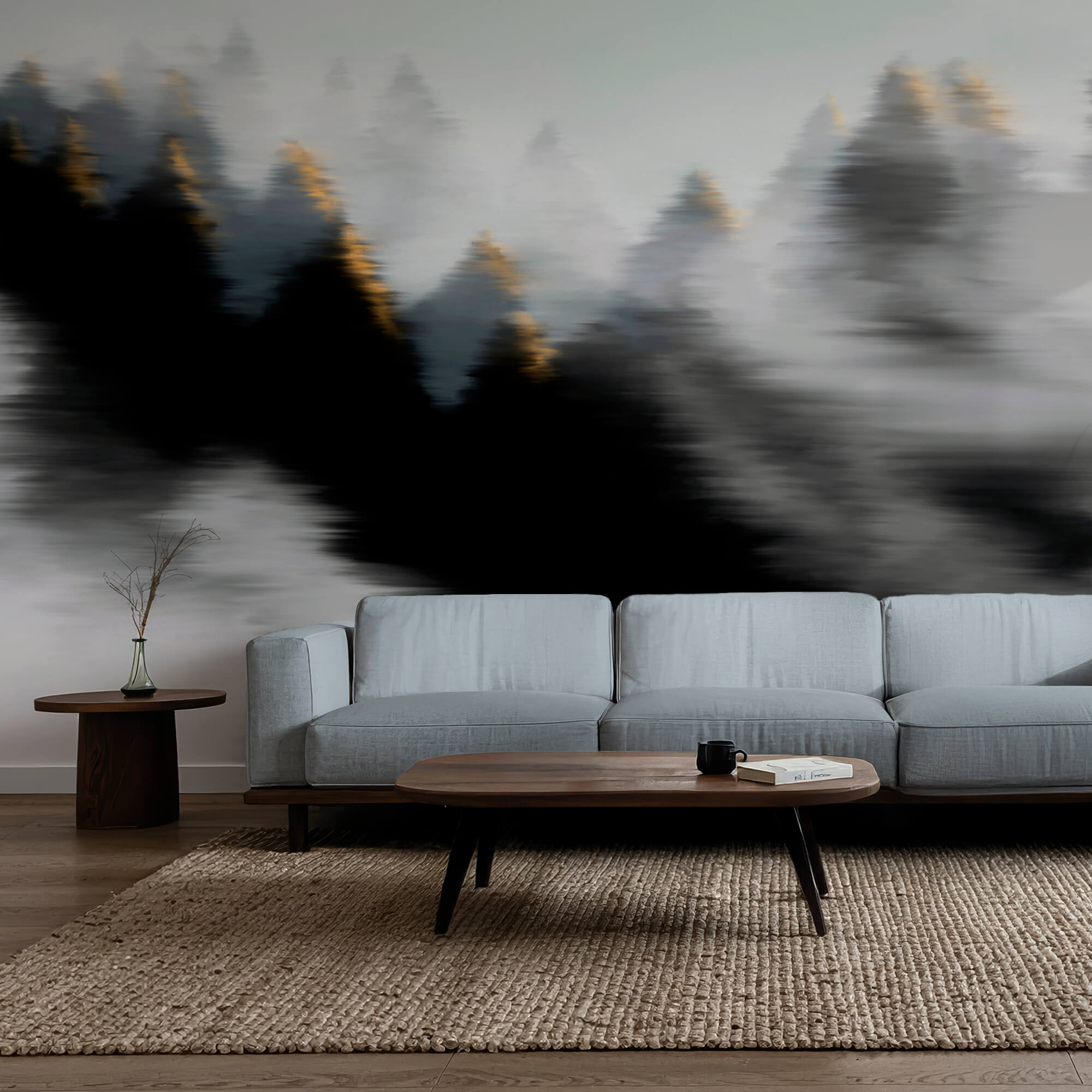 Mlžný les se stromy