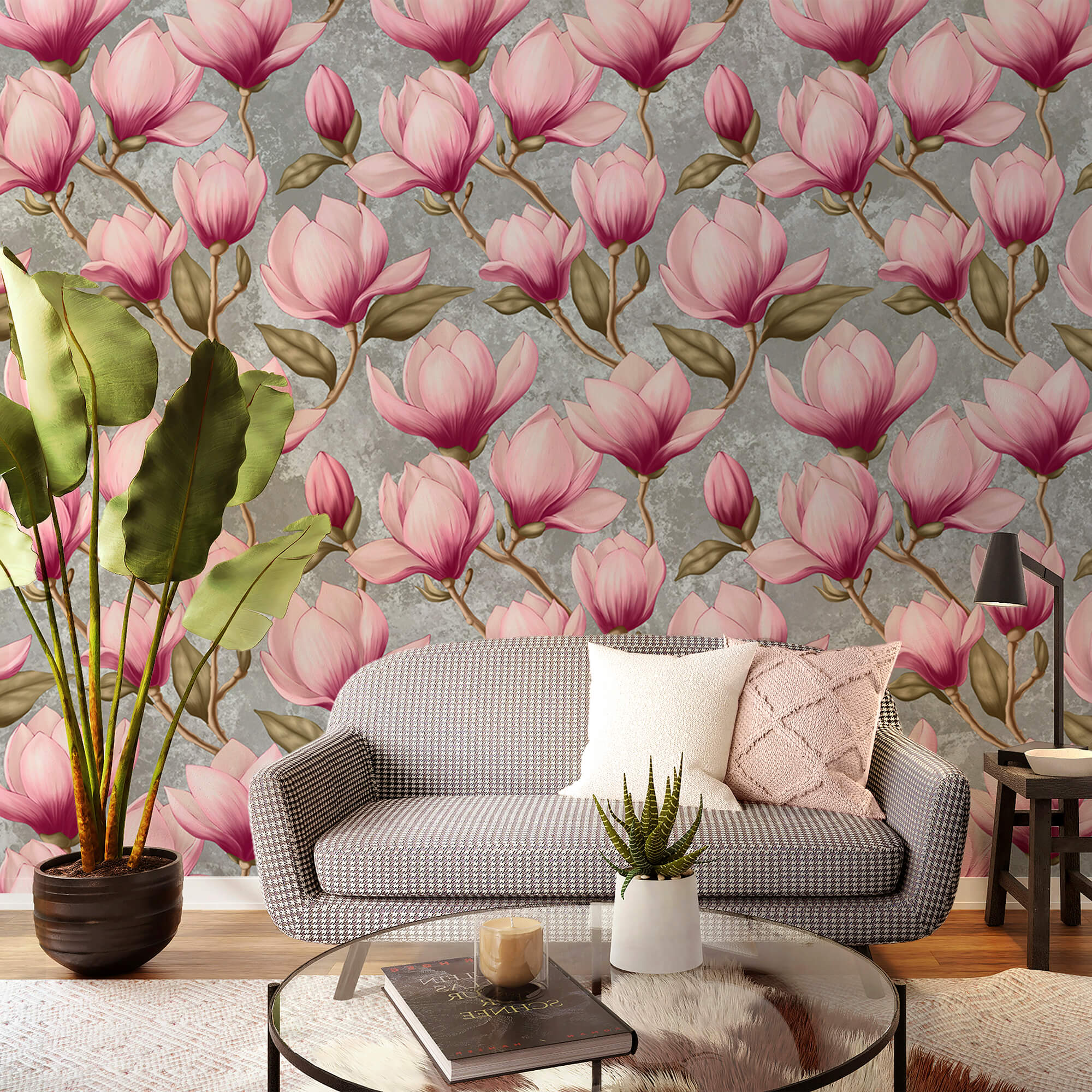 Vzor růžových květů