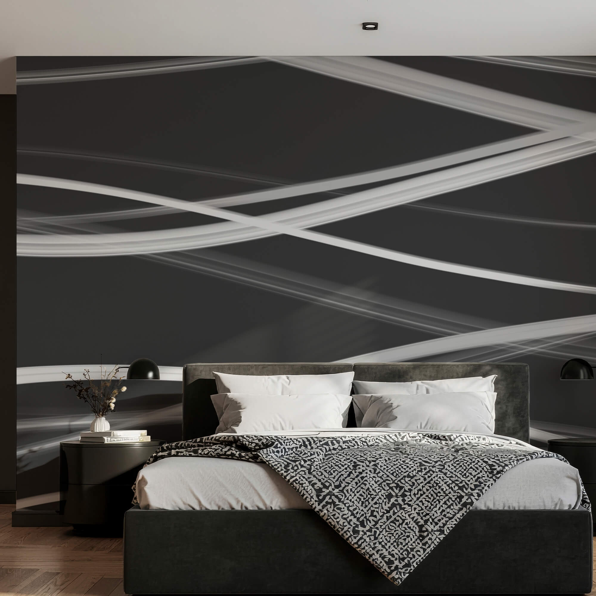 Bílé čáry na černém pozadí