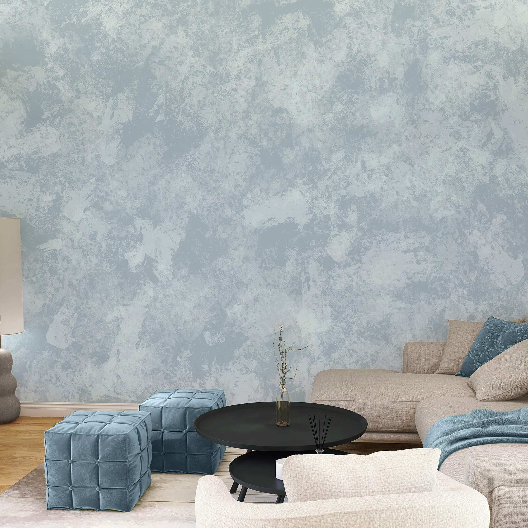 Měkké a uklidňující modré tóny se prolínají