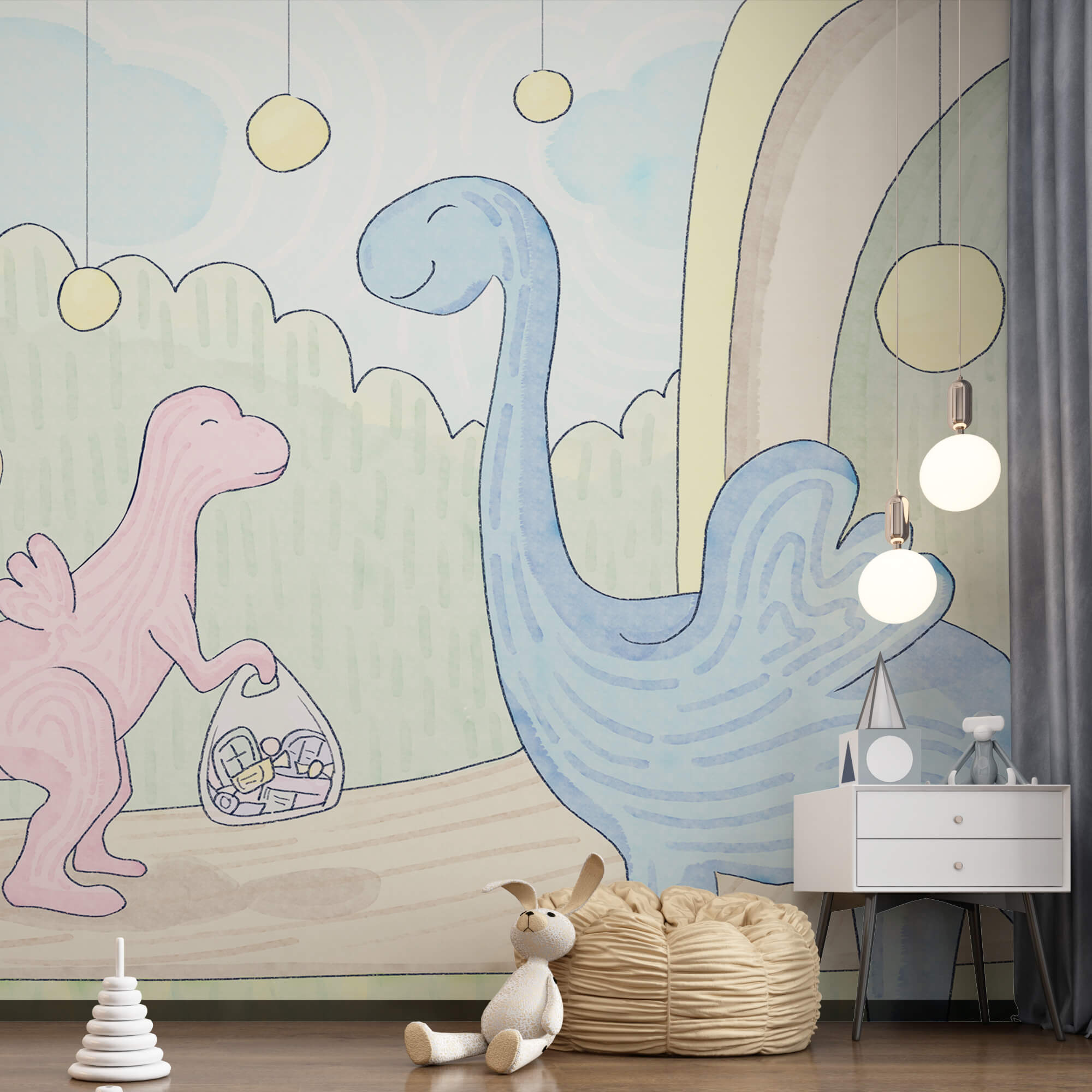 Karikatura dinosaurů nesoucích tašku Karikatura dinosaurů nesoucích tašku