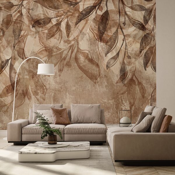 Hnědý a bílý květinový vzor