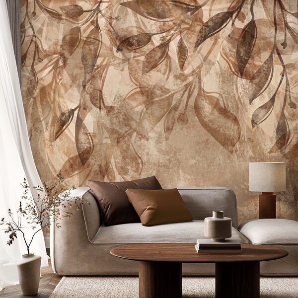 Hnědý a bílý květinový vzor