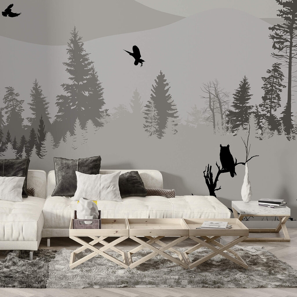 Ptáci letící nad zasněženou horou