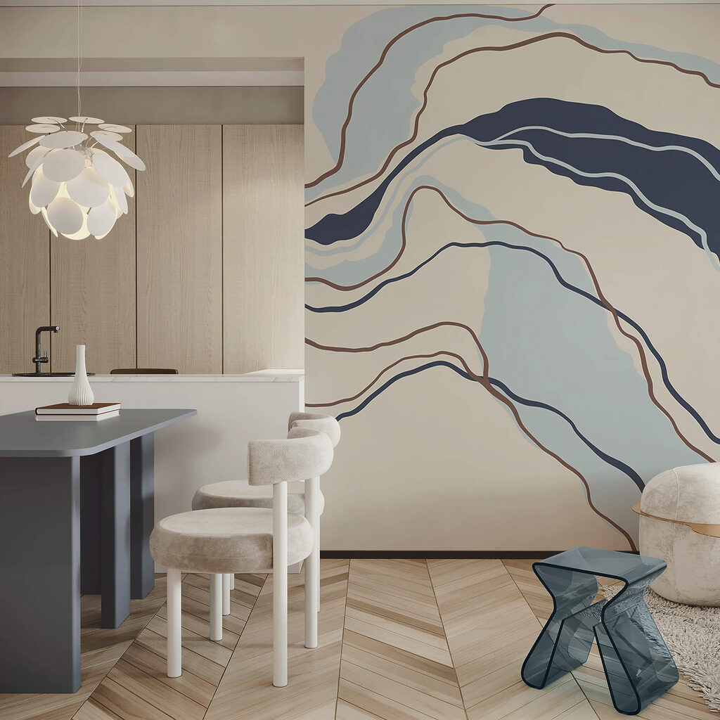 Plynulé linie v klidných odstínech