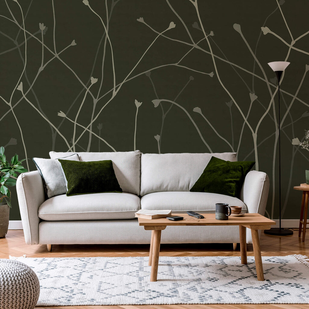 Jemné větvičky na tmavém pozadí