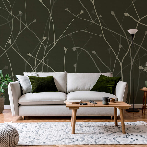 Jemné větvičky na tmavém pozadí