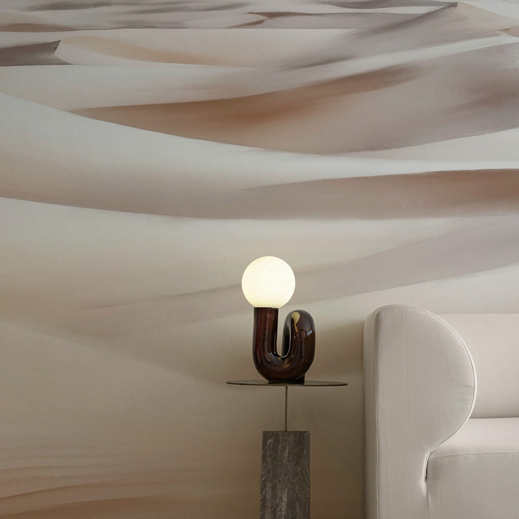 Pouštní krajina s horami v pozadí