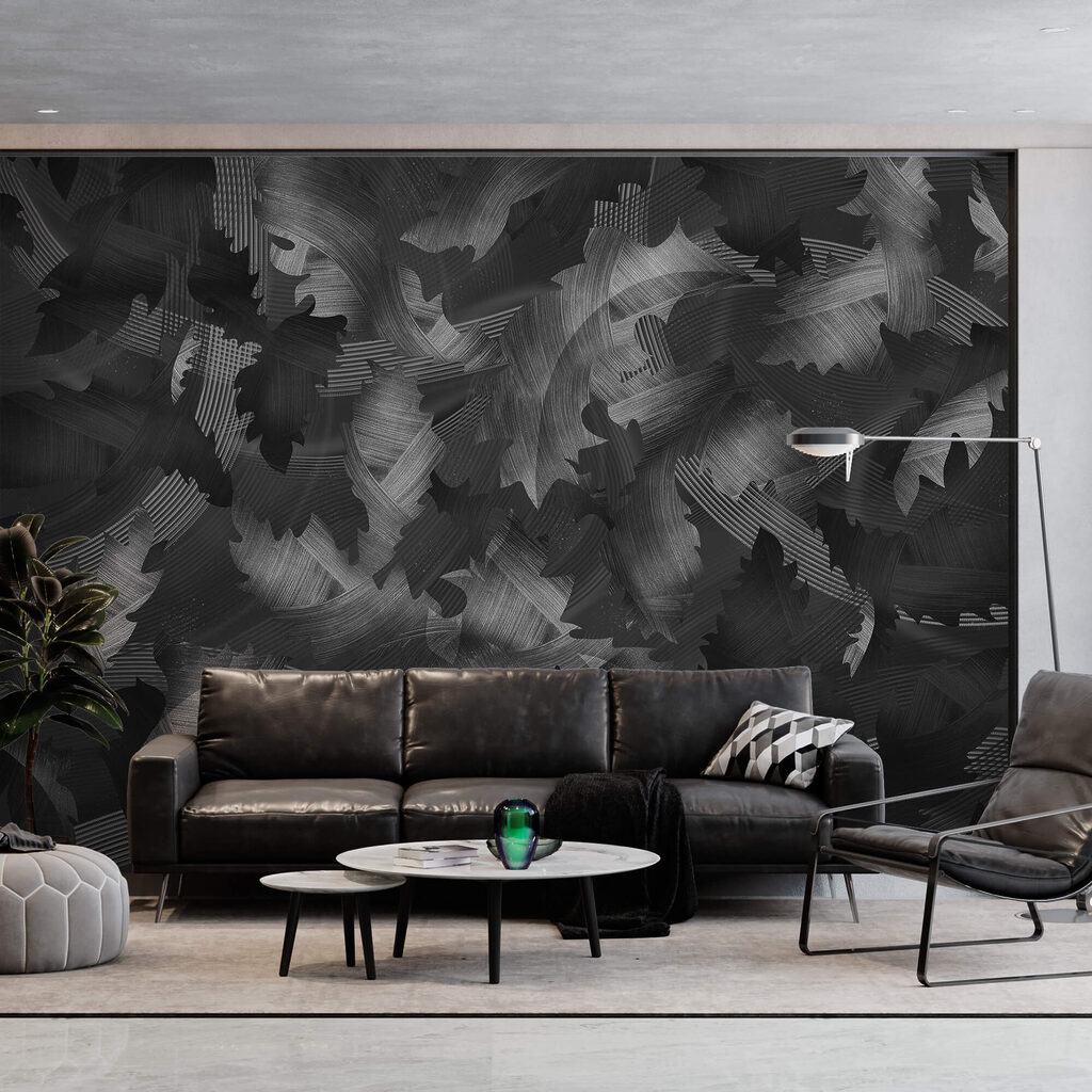 Černobílý vzor s listy