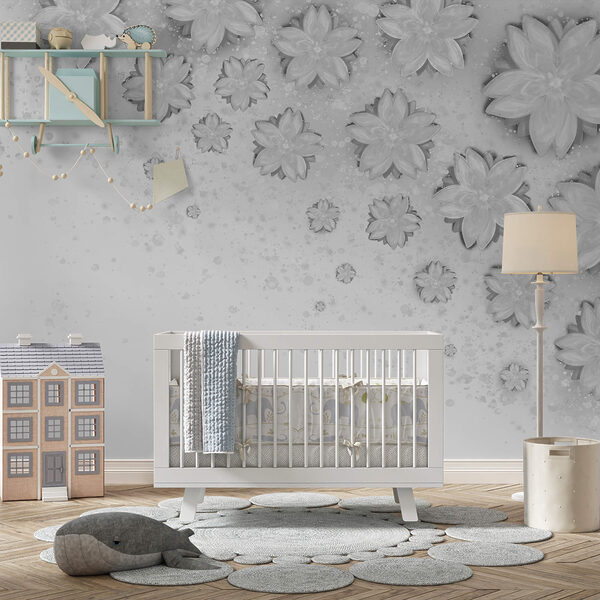 Bílé květy na bílém povrchu