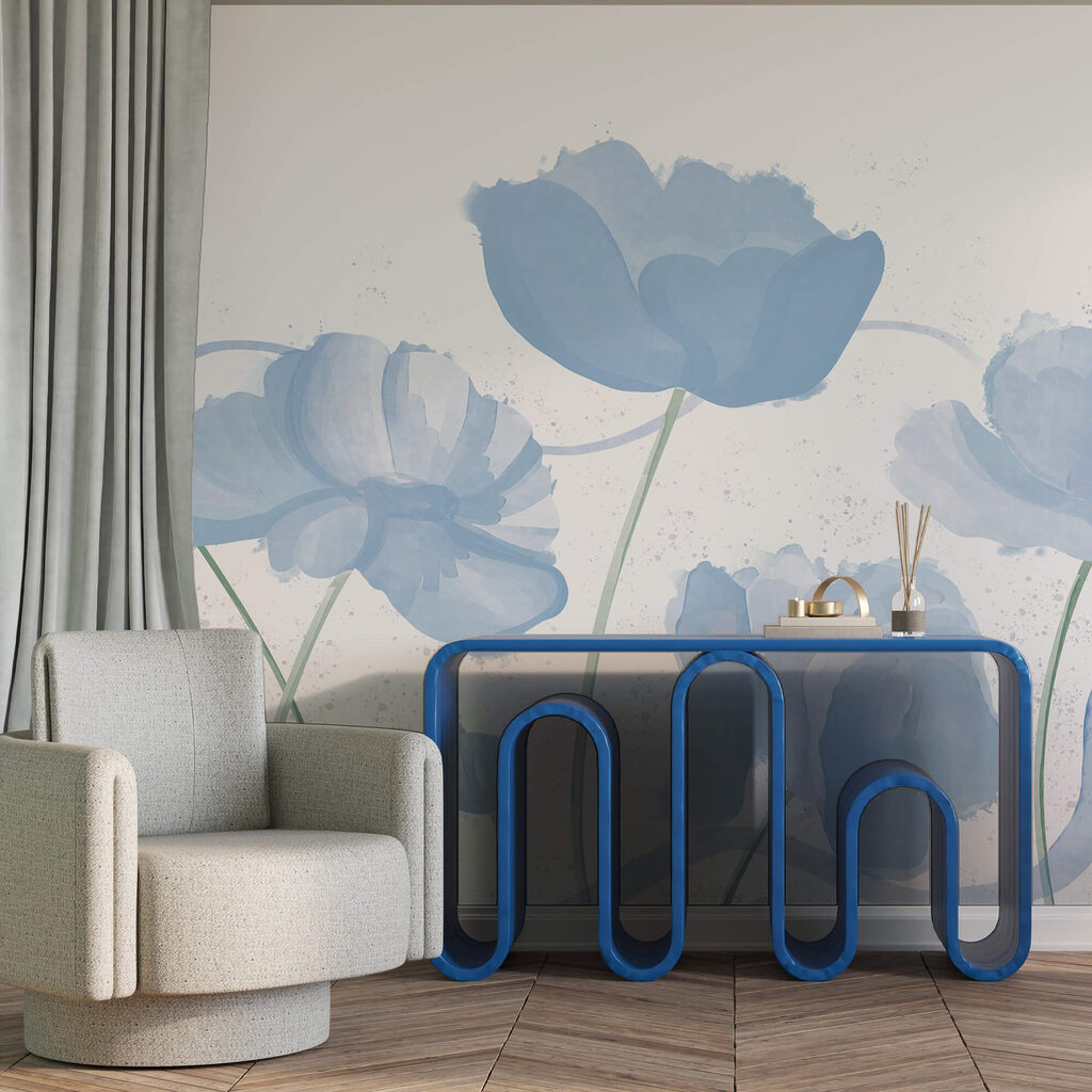 Jemné květy v jemných modrých odstínech