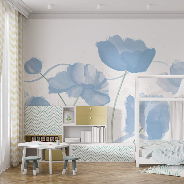 Jemné květy v jemných modrých odstínech