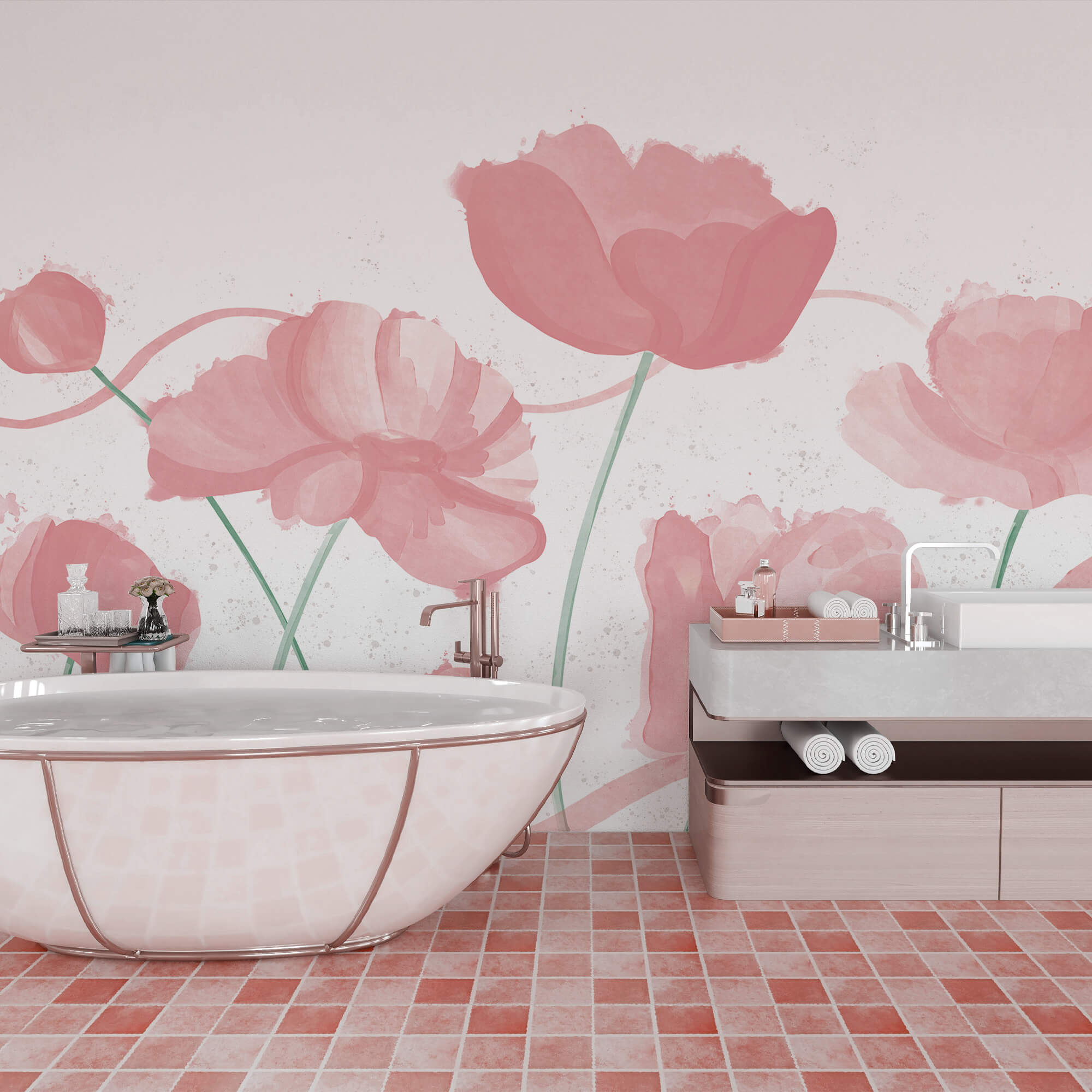 Jemně růžové květy v něžném pohybu