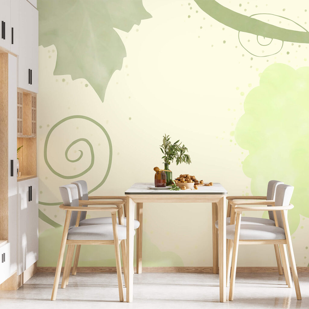 Zelené listy a víry na bílém pozadí Zelené listy a víry na bílém pozadí