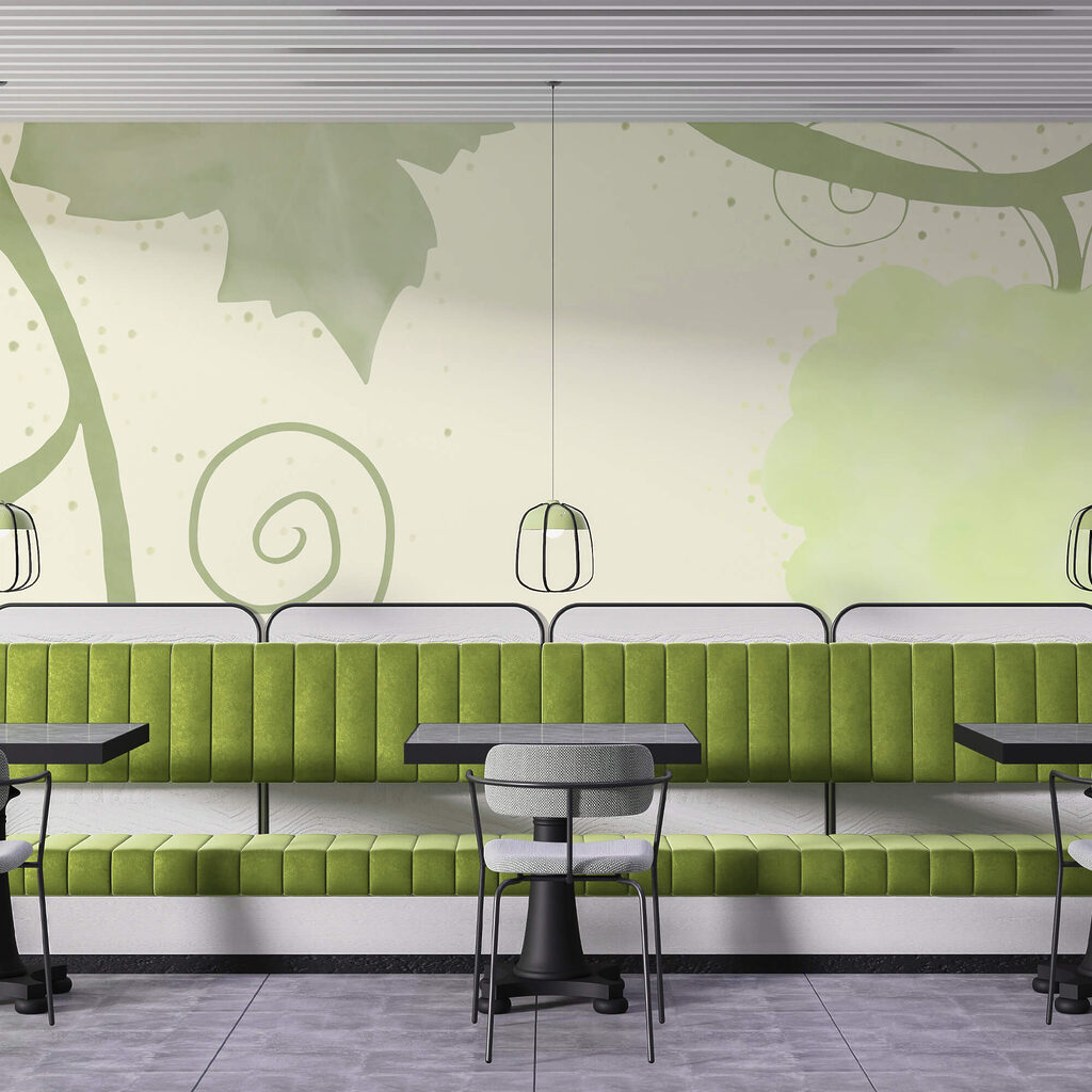 Zelené listy a víry na bílém pozadí Zelené listy a víry na bílém pozadí