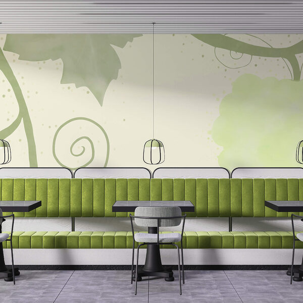 Zelené listy a víry na bílém pozadí Zelené listy a víry na bílém pozadí