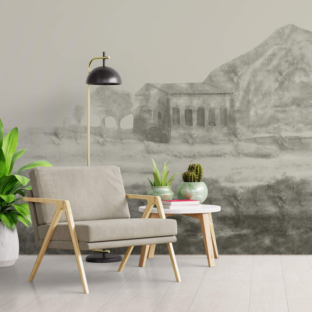 Kresba budovy a hory