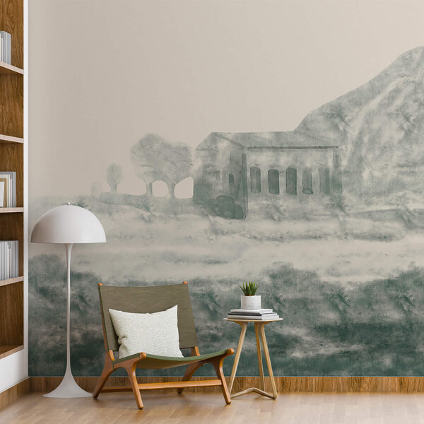 Fototapeta Fototapeta Malba budovy a hory (Katalogové číslo: t00367v1)