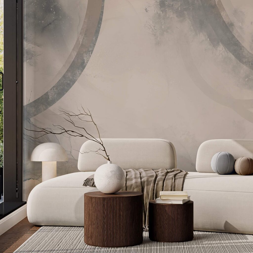 Bílé a šedé pozadí s černými a bílými kruhy