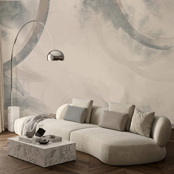 Bílé a šedé pozadí s černými a bílými kruhy