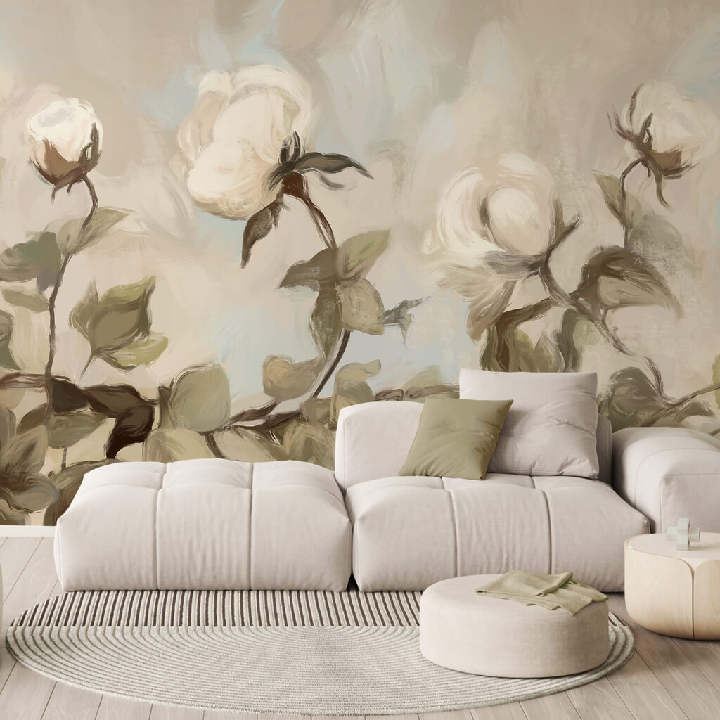 Malba bílých květů a listů Malba bílých květů a listů