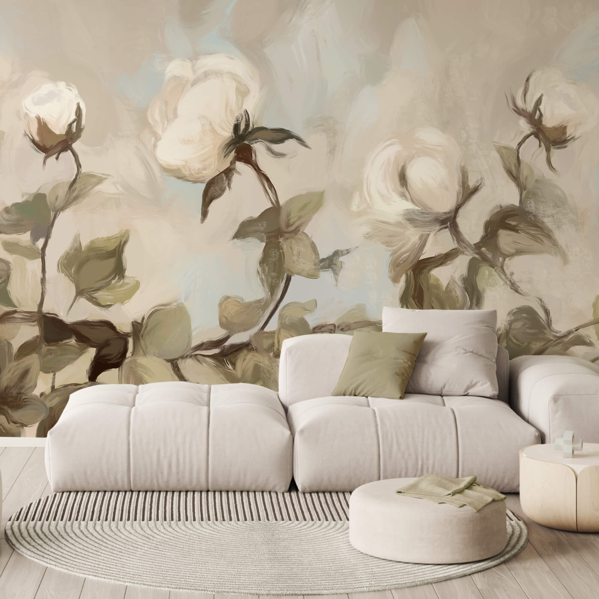 Malba bílých květů a listů Malba bílých květů a listů