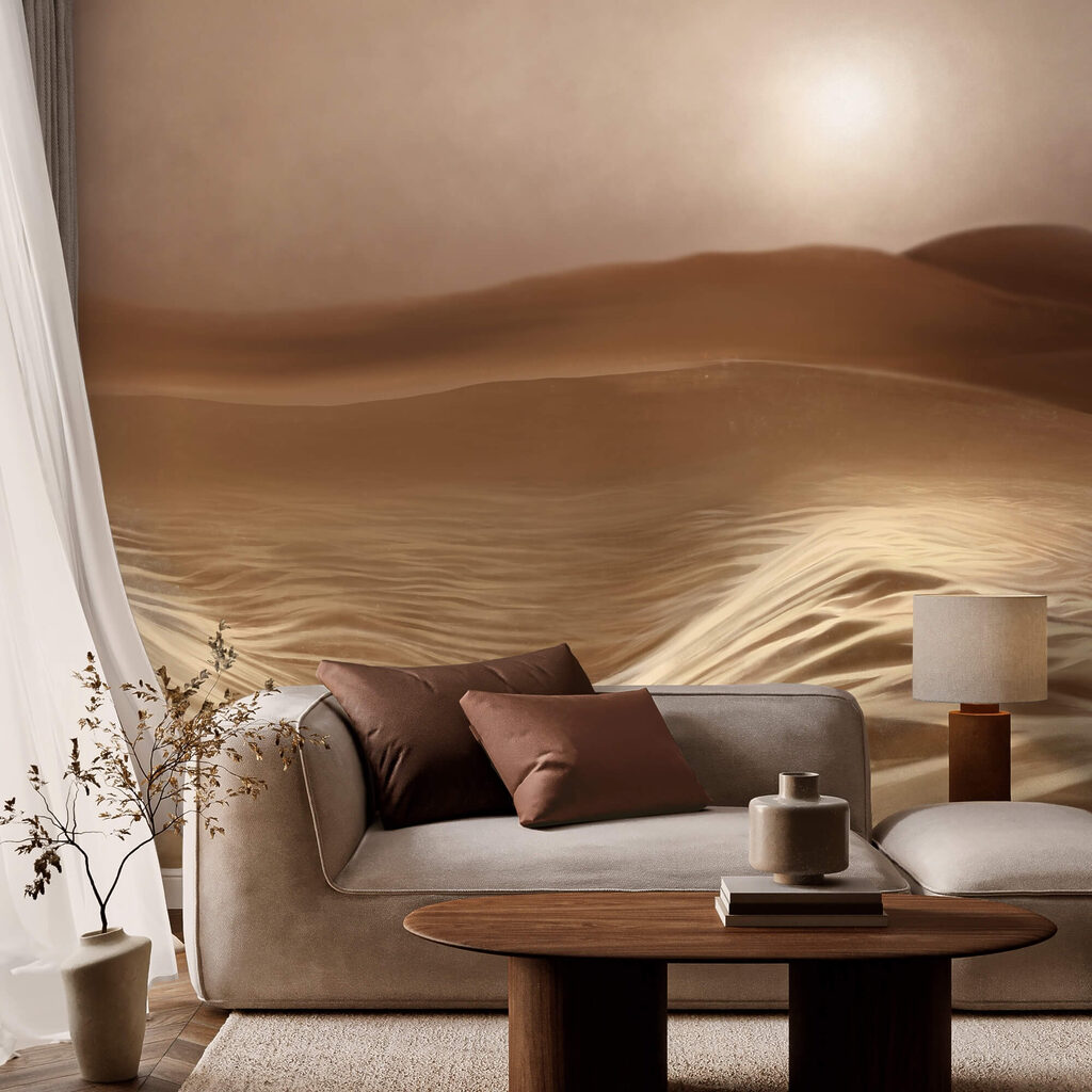 Poušť s vlnami a sluncem