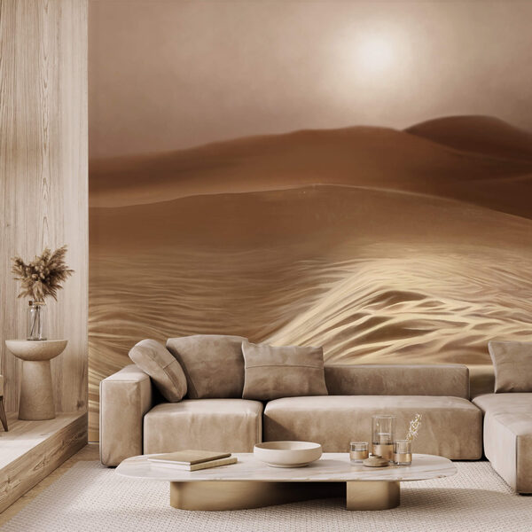 Poušť s vlnami a sluncem