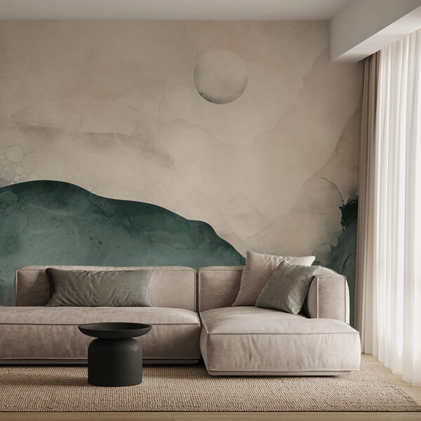 Obraz hory s měsícem na obloze