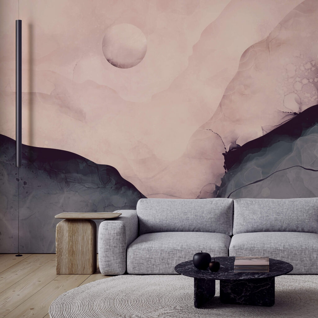 Obraz hory s měsícem