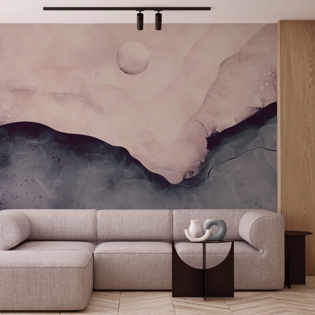 Obraz hory s měsícem