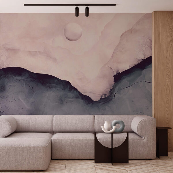 Obraz hory s měsícem