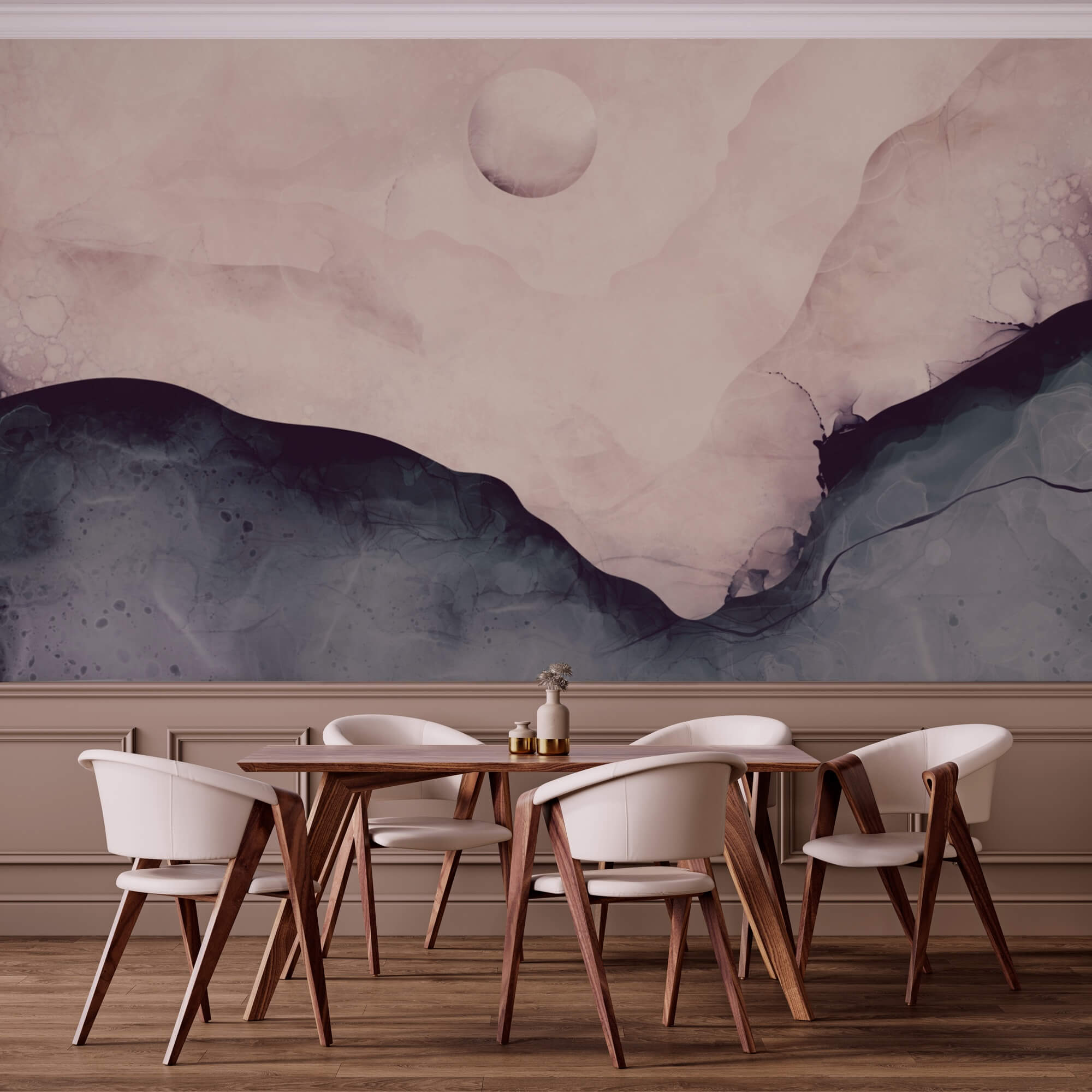 Obraz hory s měsícem