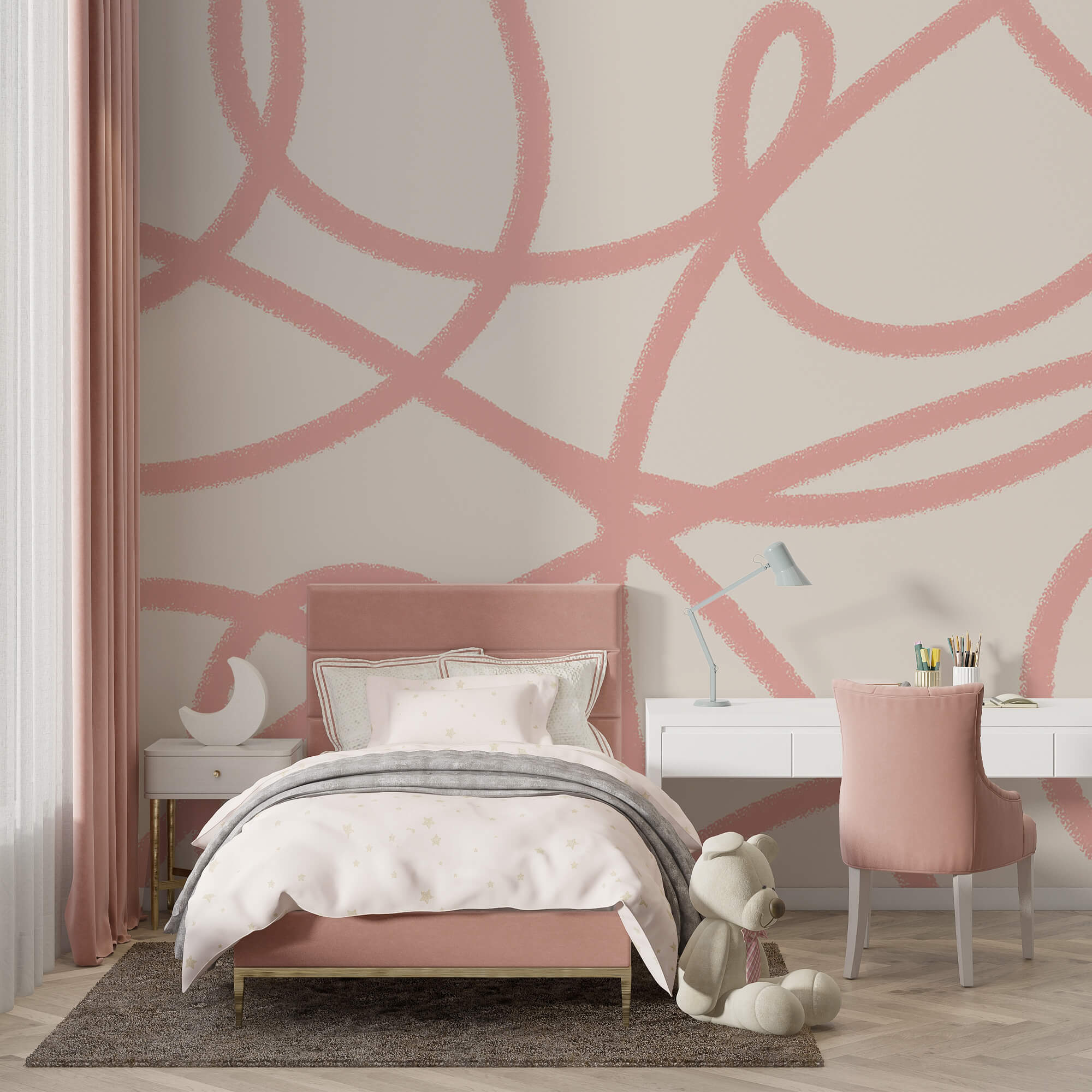 Růžové čáry na bílém pozadí