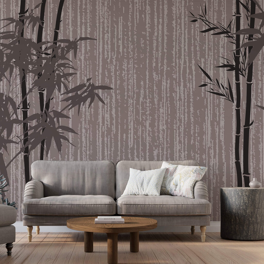 Bambusové stromy na zdi Bambusové stromy na zdi