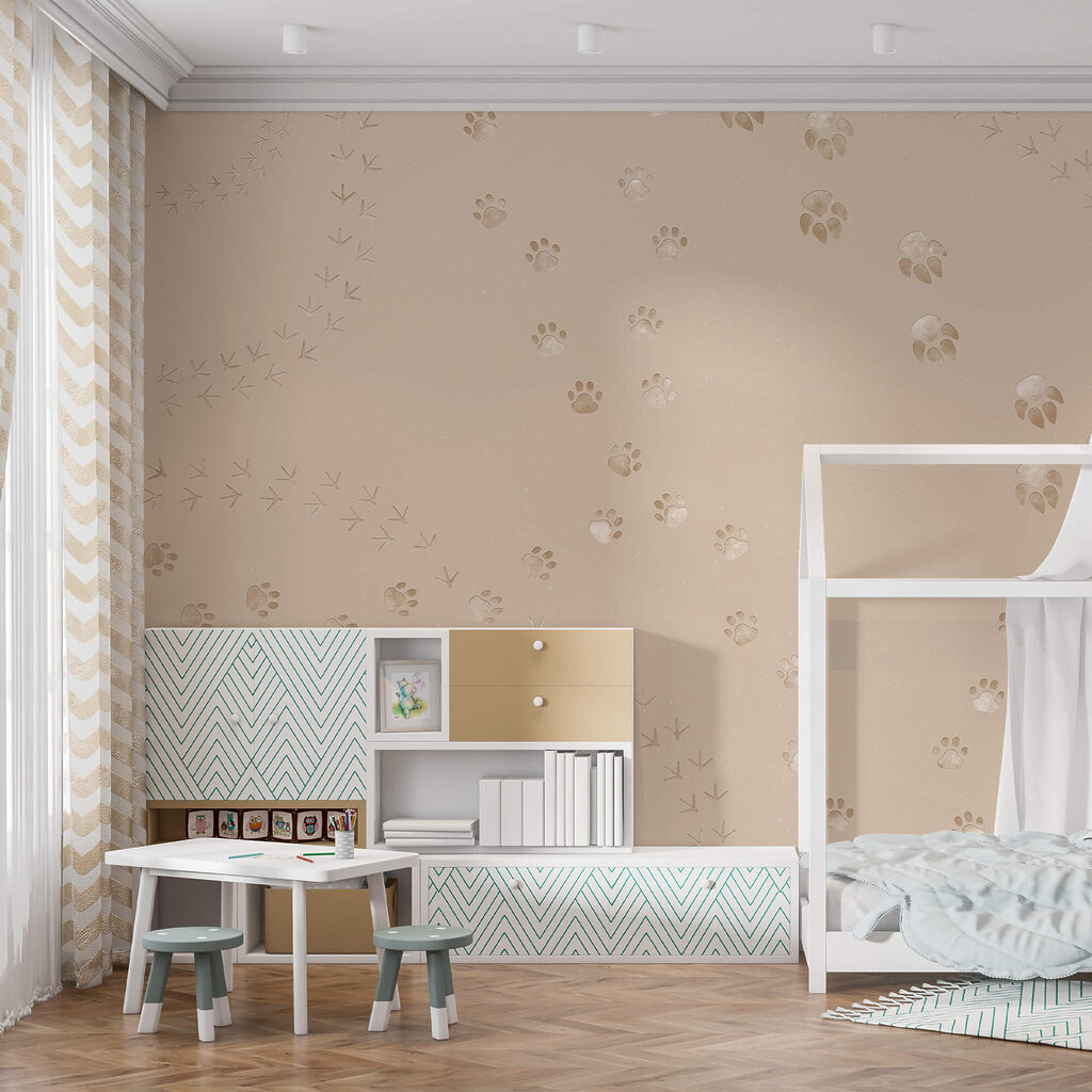 Vzor otisků tlapek a ptáků