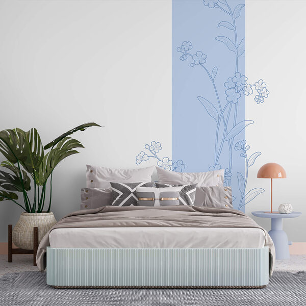 Modrobílý květinový vzor