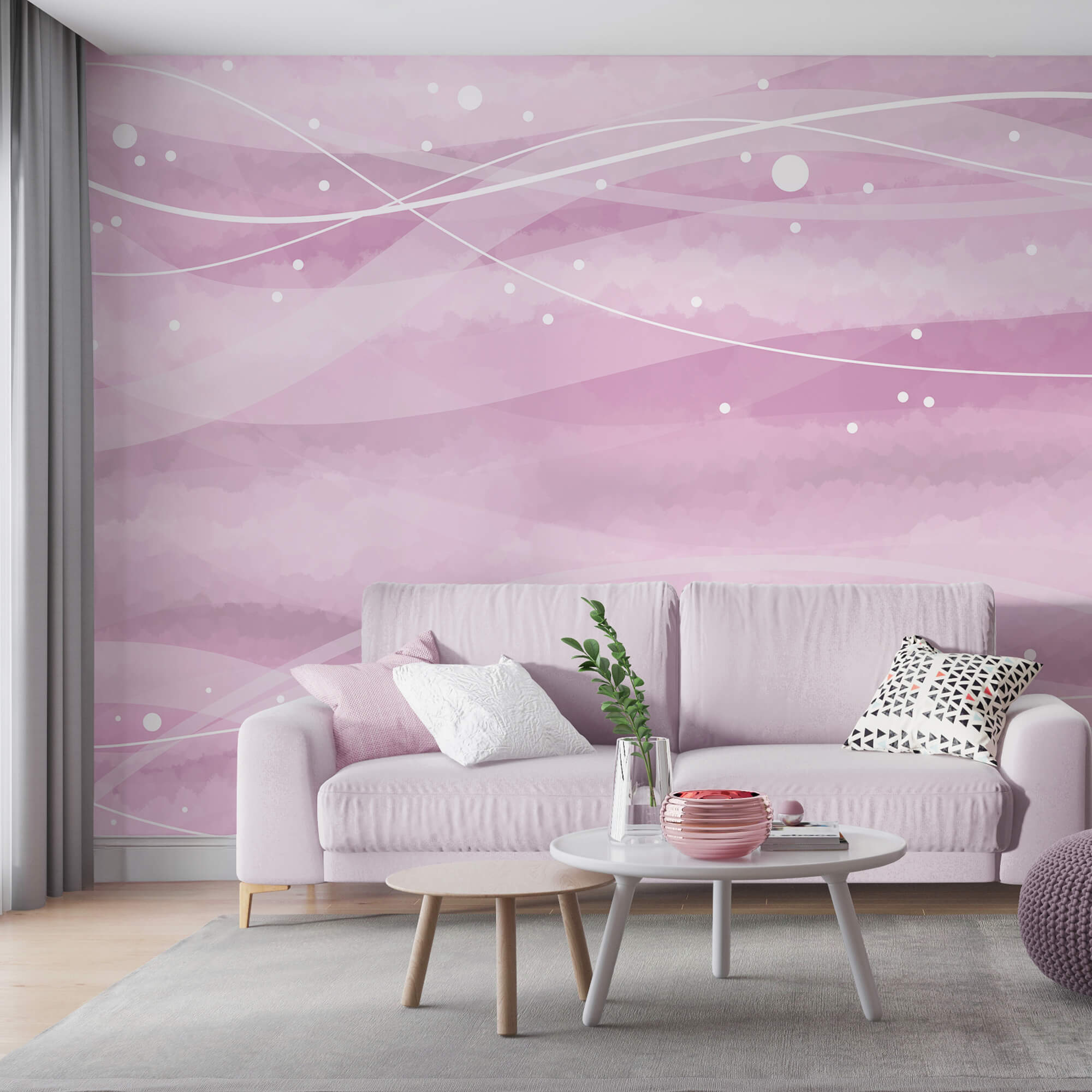 Růžové pozadí s bílými čarami a tečkami Růžové pozadí s bílými čarami a tečkami