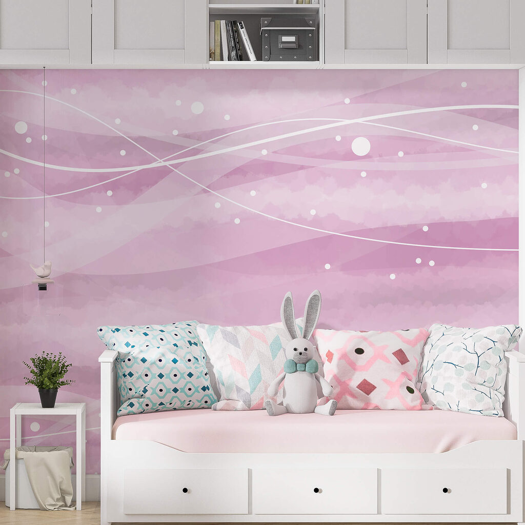 Růžové pozadí s bílými čarami a tečkami Růžové pozadí s bílými čarami a tečkami