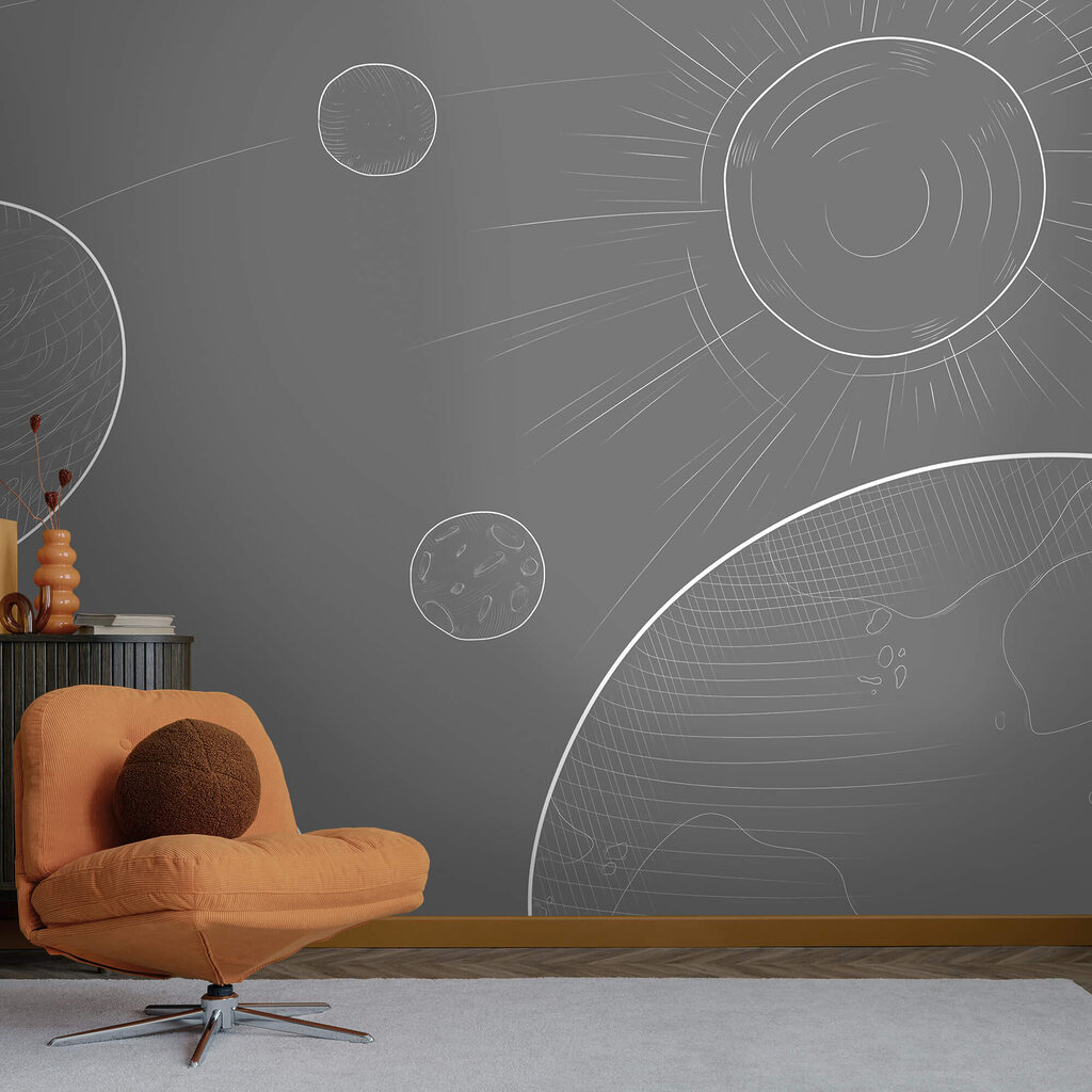 Šedé pozadí s kruhy a sluncem