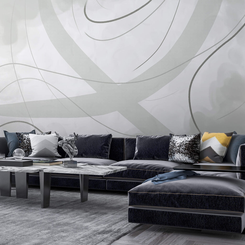 Bílé a šedé pozadí s čarami a křivkami