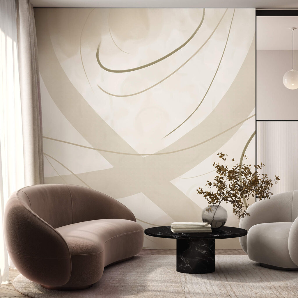 Bílé a hnědé pozadí s čarami a křivkami