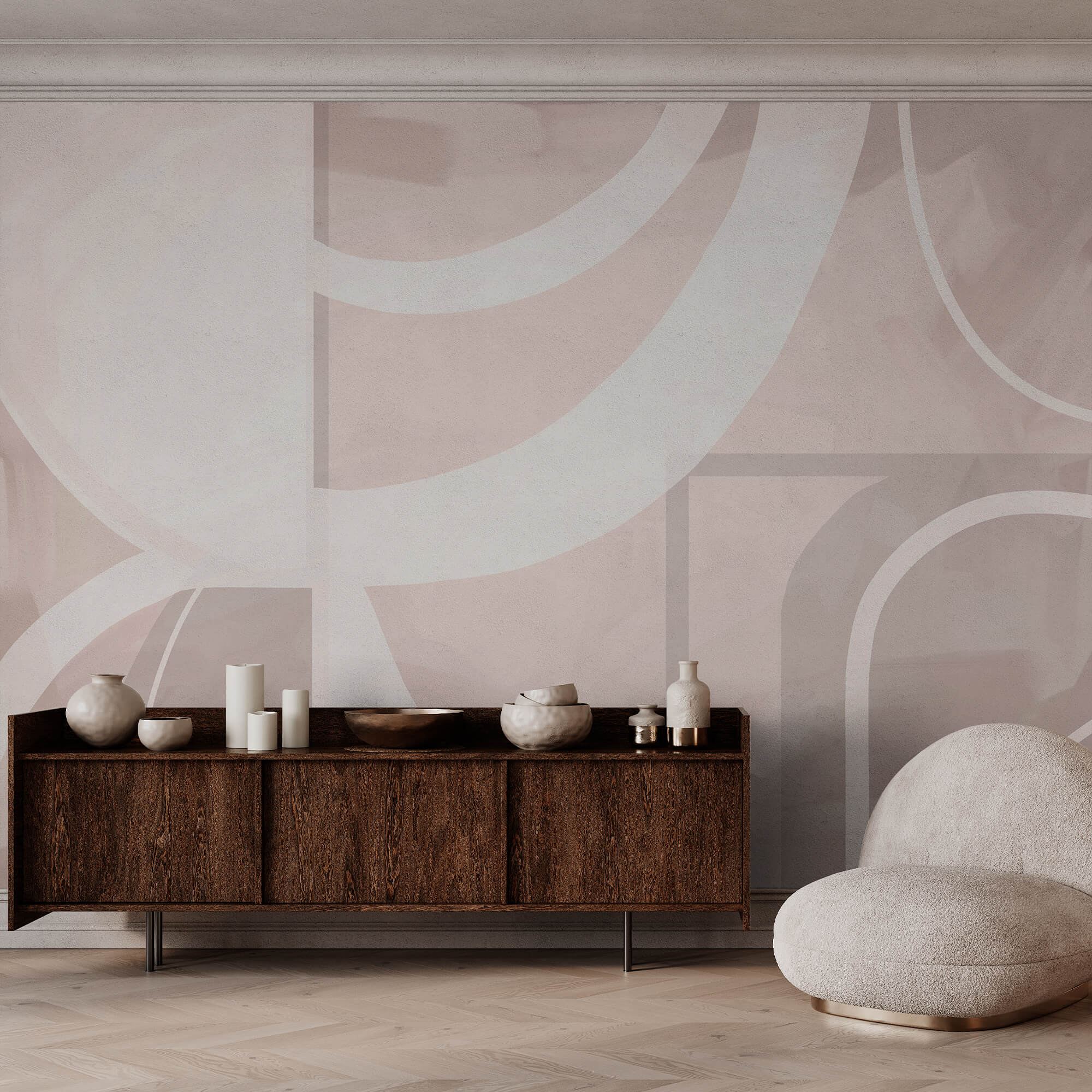 Abstraktní tvary v jemných pastelových barvách