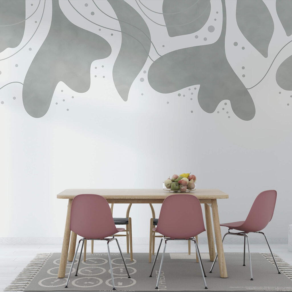 Šedé a bílé pozadí s listy