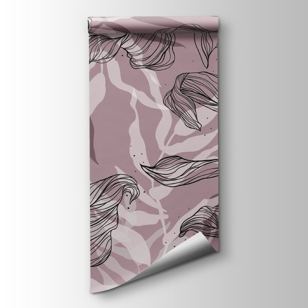 Drawing of leaves on a pink background Drawing of leaves on a pink background
