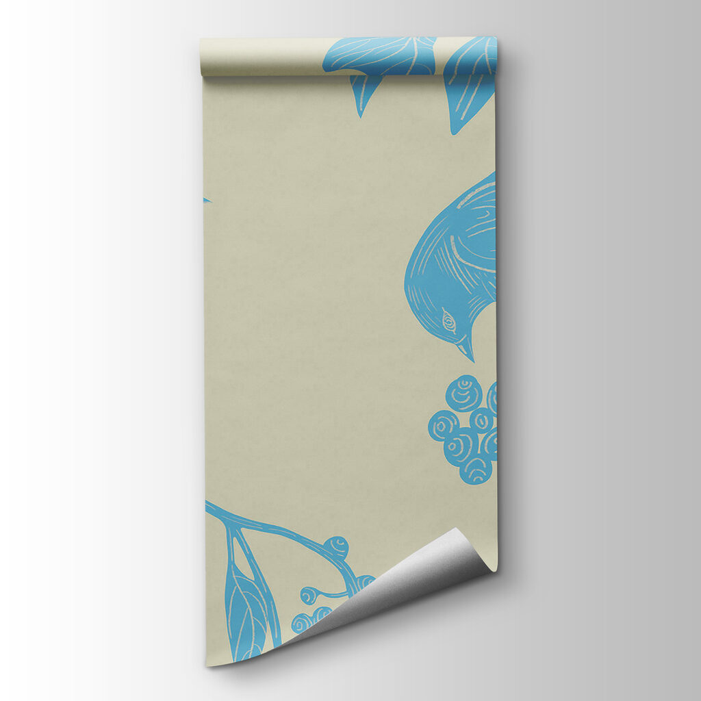 Drawing of birds on a branch