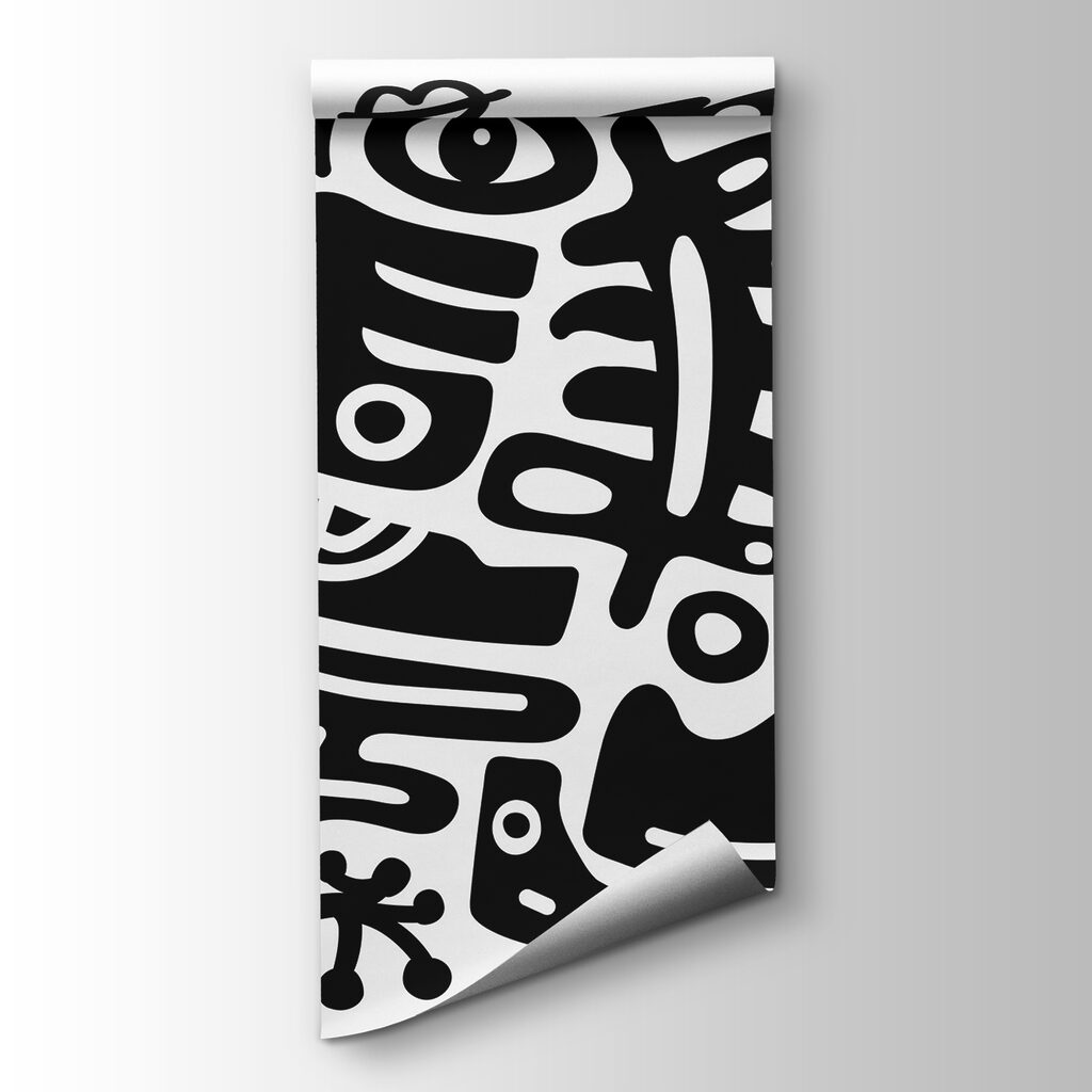 Black and white drawing of various shapes Black and white drawing of various shapes