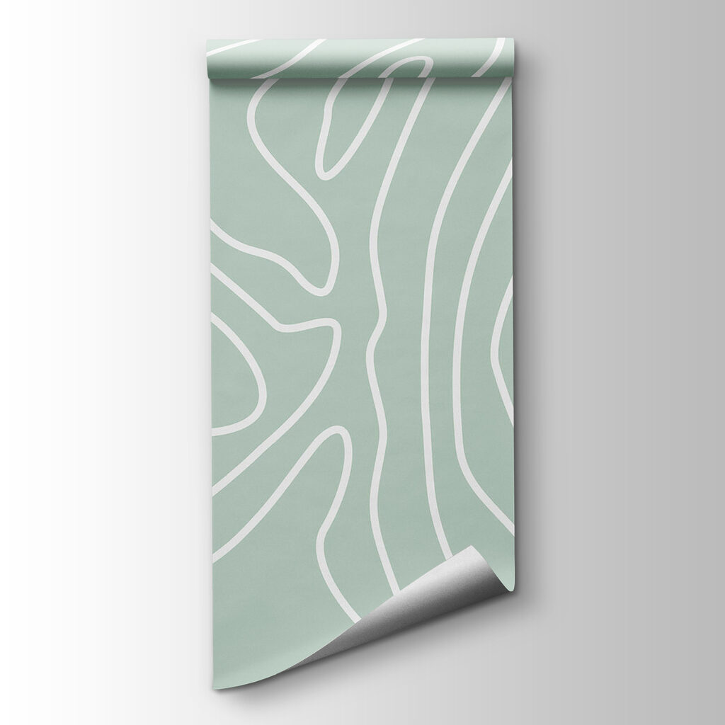 White lines on a light green background